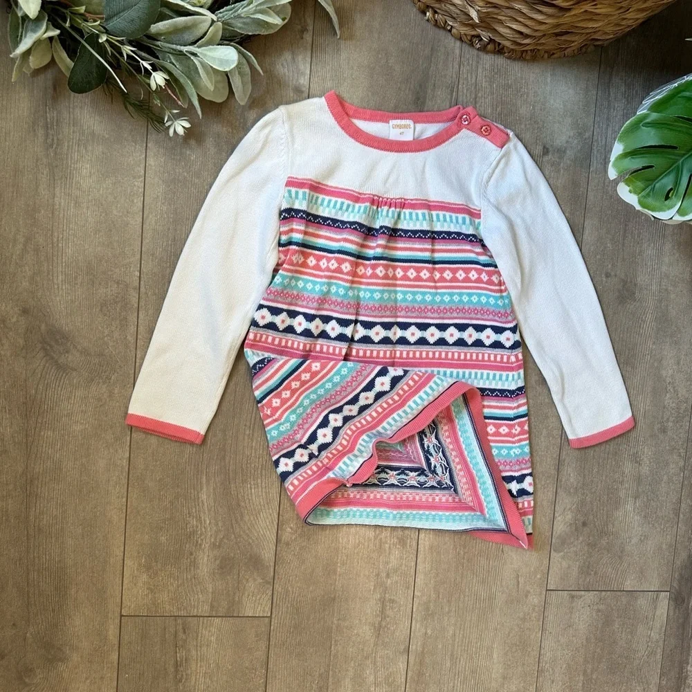 Gymboree Enchanted Winter Fair Isle Coral Sweater Dress 4T Toddler Girl
